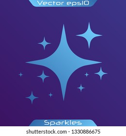 Blue sparkles symbols vector. The set of original vector stars sparkle icon. Bright firework, decoration twinkle, shiny flash. Glowing light effect stars and bursts collection. Vector
