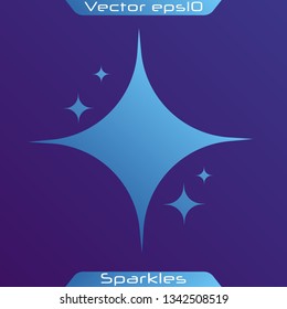 Blue sparkles symbols vector. The set of original vector stars sparkle icon. Bright firework, decoration twinkle, shiny flash. Glowing light effect stars and bursts collection. Vector