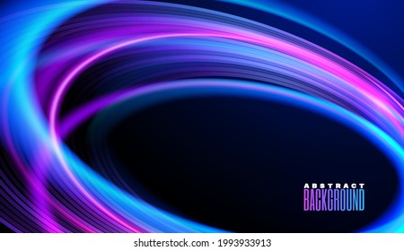 Blue sparkling background. Abstract Motion Light Effect. Futuristic Neon Speed line Shining Wave. Vector illustration.