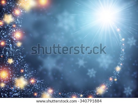 Blue sparkling background with stars. Vector illustration.
