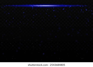 Blue sparkling light effect with subtle glowing particles on a dark background, ideal for sci-fi, cosmic, or night sky themes. The horizontal beam adds a dynamic futuristic feel.