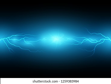 Tecnología de relámpago azul brillante con diseño abstracto de efecto eléctrico rodeado de relámpagos de lujo. Pos10 de ilustración del vector