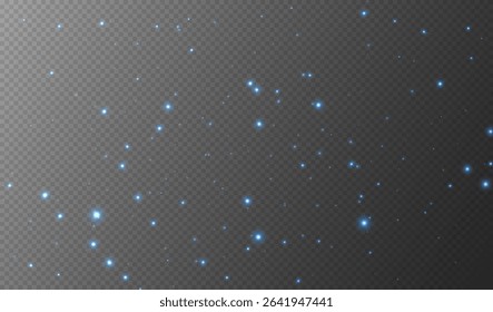 Blue sparkling stars, shiny particles light effect, transparent flying stardust texture