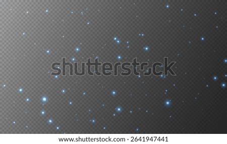Blue sparkling stars, shiny particles light effect, transparent flying stardust texture