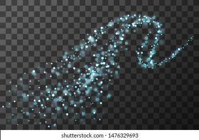 Blue sparkling trail. Dynamic light effect. Abstract technology background