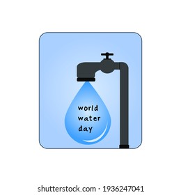 Blue sparkling water droplets. always save water. happy world water day. Vector illustration