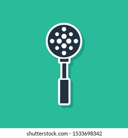Blue Spatula icon isolated on green background. Kitchen spatula icon. BBQ spatula sign. Barbecue and grill tool.  Vector Illustration