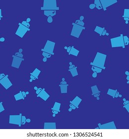 Blue Speaker icon isolated seamless pattern on blue background. Orator speaking from tribune. Public speech. Person on podium. Vector Illustration