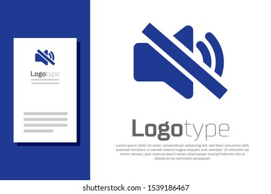 Blue Speaker mute icon isolated on white background. No sound icon. Volume Off symbol. Logo design template element. Vector Illustration