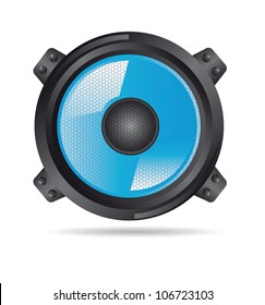 blue speaker with shadow over white background. vector