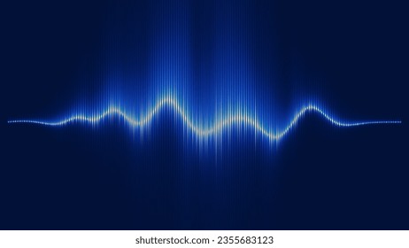 Ilustración del vector de ondas de sonido de habla azul. Digital EQ Equalizer Electronic Music o Voise Visualization. Ola dinámica de color azul. Gráfica de líneas de ritmo de audio del espectro de frecuencias.