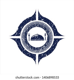 Blue special food icon inside distress rubber texture