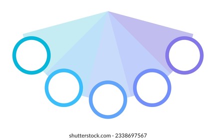 Blaues Spektrum Farbverlauf mit Kreisen Infografik Design Vorlage. Fünf Schritte. Abstrakte Infografik mit Kopienraum. Anleitung für Grafiken mit 5 Schritten. Visuelle Datendarstellung