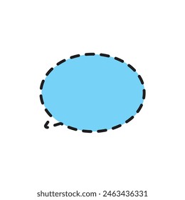 Blue speech balloon dash line art vector
