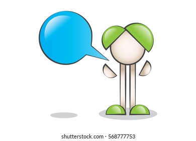 Blue Speech Bubble and Cartoon Characters