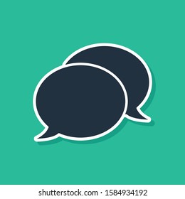 Blue Speech bubble chat icon isolated on green background. Message icon. Communication or comment chat symbol.  Vector Illustration