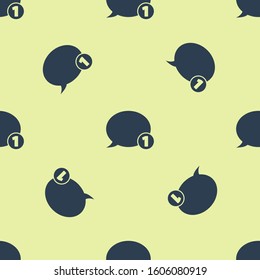 Blue Speech bubble chat icon isolated seamless pattern on yellow background. Message icon. Communication or comment chat symbol.  Vector Illustration