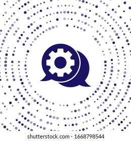Blue Speech bubble chat icon isolated on white background. Message icon. Communication or comment chat symbol. Abstract circle random dots. Vector Illustration