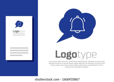 Blue Speech bubble with chat notification icon isolated on white background. New message, dialog, chat, social network notification. Logo design template element. Vector Illustration