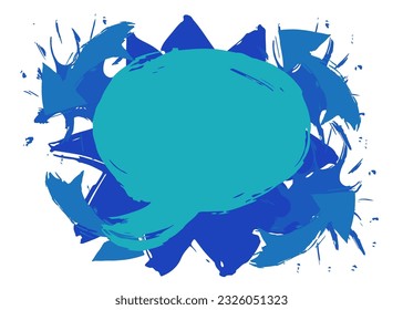 Blue Speech Bubble Graffiti isolated on white Background. Abstract message symbol, painted with brush. Urban painting style discussion backdrop, in modern dirty street art decoration.