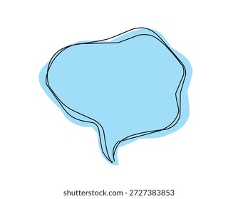 Blue Speech Bubble with Hand-Drawn Black Outline on White Background