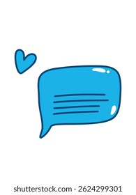 blue speech bubble with heart, vector illustration
