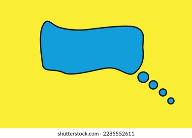 Blue speech bubble isolated on a yellow background. Blank chat balloon vector illustration.
