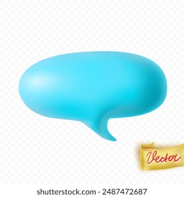 Blue speech bubble with isolated on transparent background. Realistic vector communication blank chat element