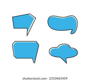 blue speech bubble and message icons set