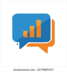Blue Speech Bubble with Orange Bar Chart and Shadow Logo with Text Placeholder chat communication