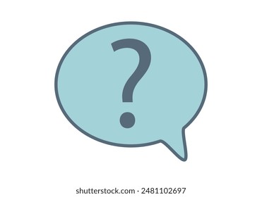 Blue speech bubble with question mark for frequently asked questions