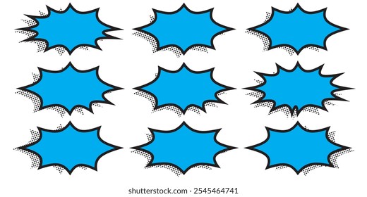 blue speech bubble sign set collection for your website, ui, app, comic book