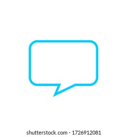 blue speech bubble square isolated on white, modern speech balloon art line sign of communication symbol, light blue speech bubble for talk text, balloon message icon, dialog chatting graphic for icon