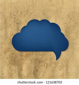 Blue Speech Bubble With Vintage Paper With Gradient Mesh, Vector Illustration