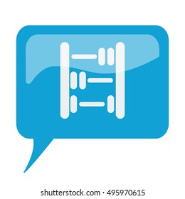 Blue speech bubble with white Abacus icon on white background