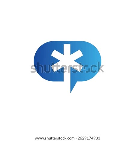 Blue speech bubble with white asterisk symbol