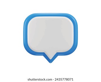 blue speech bubble with a white background icon 3d rendering vector illustration