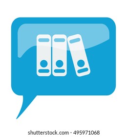 Blue speech bubble with white Binders icon on white background