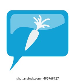 Blue speech bubble with white Carrot icon on white background