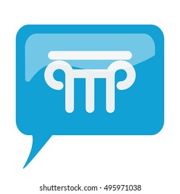 Blue speech bubble with white Column icon on white background