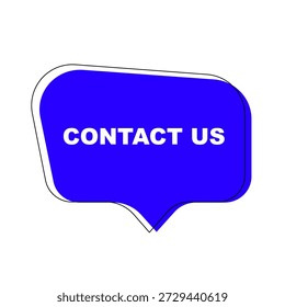 Blue speech bubble with white Contact Us text on black background