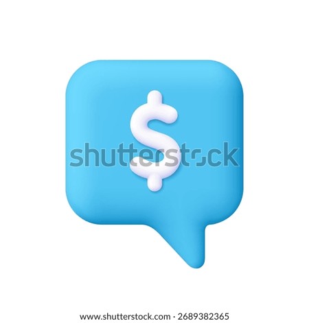Blue speech bubble with a white dollar sign. Banking, investment, economic, financial communication, money talk and business discussion concept. 3d vector icon. Cartoon minimal style.