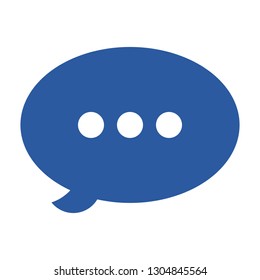 blue speech bubble with white dots isolated on white background 