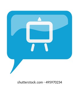 Blue speech bubble with white Easel icon on white background