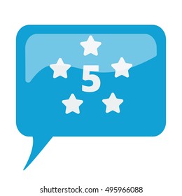 Blue speech bubble with white Five Star icon on white background