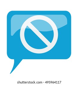 Blue speech bubble with white Forbidden icon on white background