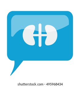 Blue speech bubble with white Kidneys icon on white background