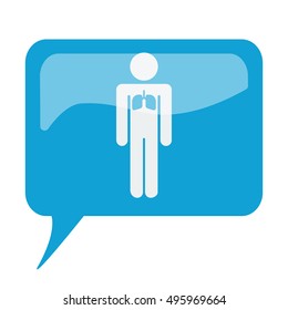 Blue speech bubble with white Lungs icon on white background