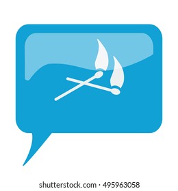 Blue speech bubble with white Matches icon on white background
