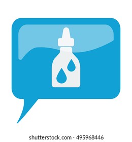 Blue speech bubble with white Medicine Bottle icon on white background